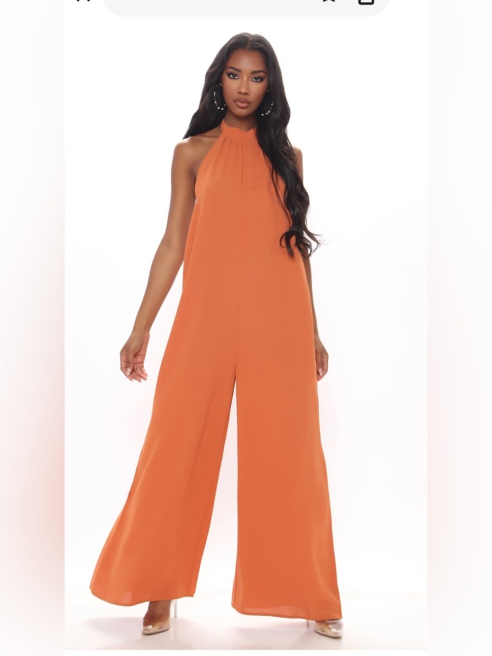 Fashion Nova One-Shoulder Jumpsuit in Orange